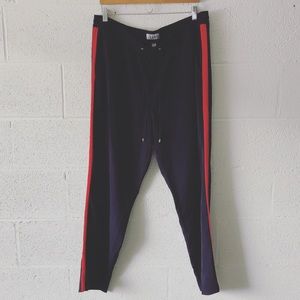Nine Eight navy red striped pull on joggers sz: 18